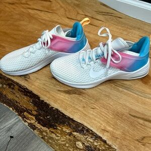 Nike Women’s White Sneakers with Pink and Blue Gradient Accents
